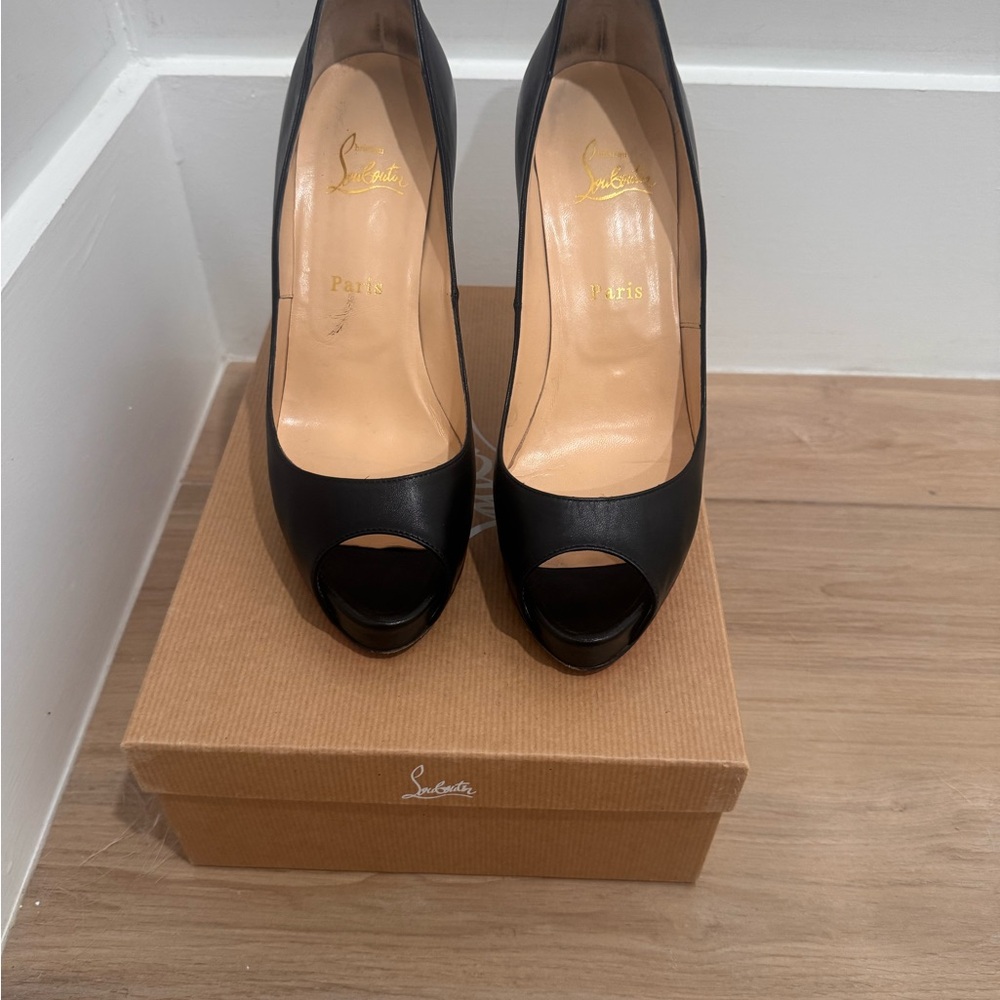 Christian Louboutin Black Peep Toe Heels Very Prive 120